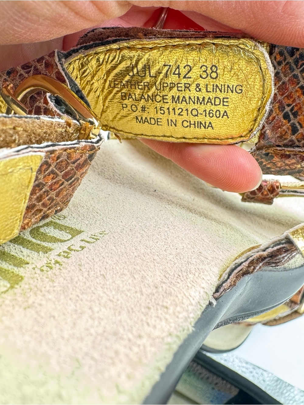 Alegria Julie Riches Metallic Bronze Snakeskin Comfort Sandal Size 38 US 7.5-8 - Picture 3 of 5